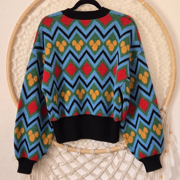 Zara X Disney Mickey Mouse Jacquard Knit Sweater Wool Blend Size M - Picture 5 of 11